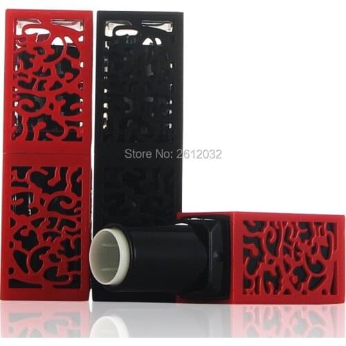 Hollow Retro design Lipstick Tube Black Red Color Square Lace Model Lipstick Packing Bottle Lip Balm Tube F20171958
