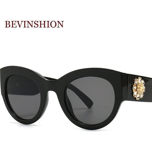 Luxury crystal petals flowers sunglasses new 2020 brand design big cat eye sunglasses women oversized vintage sun glasses men