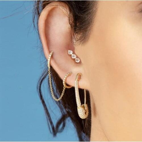 Luxury Crystal Stone Micro Inlay Zircon Love Heart Brooch Earrings For Women Fashion Elegant Rose Gold Silver Color Earring