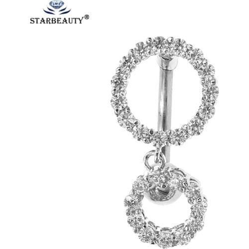 Starbeauty 1Pc Full CZ Dangle Ball Button Barbell Bar Belly Navel Ring Body Piercing women' Fashion Gift