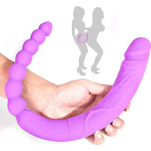 Super Soft Dildo Double Head Strapon Silicone Anal Plug For Lesbian Couples Underwear Double Ended Penetration Sex Toy For Woman