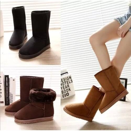 Warm Snow Mid-Calf Boots Flats Leisure Ankle Boot Solid Comfortable Round Toe Women Shoes Ladies Winter Women Boots