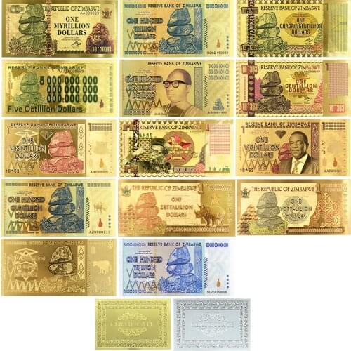 Zimbabwe Currency Paper Gold Banknotes Copy Original Money Collection and Business Gift