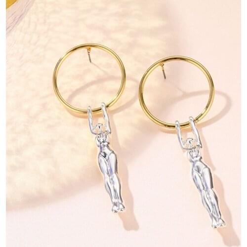 Lost Lady Gold Silver Mixed Color Metal Body Earrings for Women Geometric Statement Earrings Wholesale jewelry Female Bijoux INS