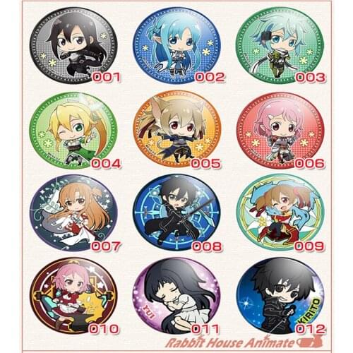 1pcs 58MM Anime Badge Sword Art Online II Yuuki Asuna Kirigaya Kazuto Keiko Gun Gale SAO Pin Cosplay BROOCH