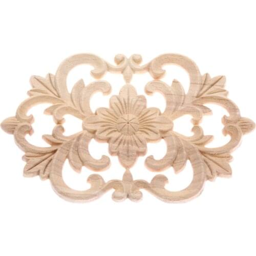 1pc Wood Door Heart Flower Board Decal Wooden Carving Appliques 22/30cm Furniture Moulding Decor Figurines Hollow Leaf Ornament