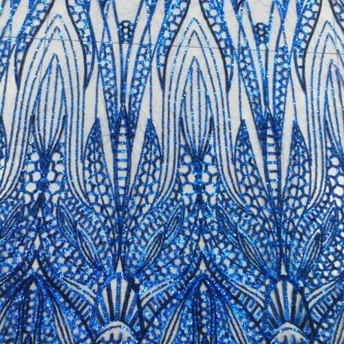 1Y/lot 7colour african lace flower embroidered mesh sequins fabric Europe dress skirt accessories