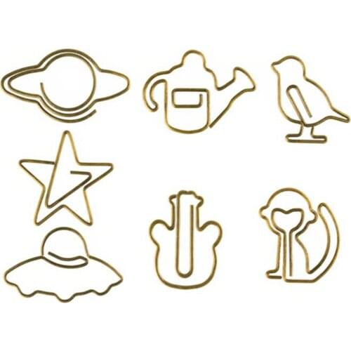 10pcs Cartoon Animal Book Mark Memo Clips Stainless Steel Bookmark Creative Pin Planet Special Shaped Paper Clip Office Binding
