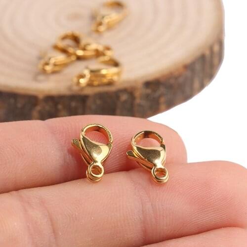 Onwear 20pcs 13x8mm stainless steel gold plate lobster clasp hooks for jewelry making diy connector findings