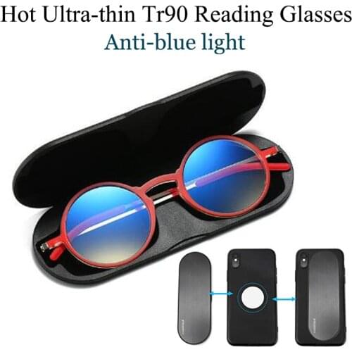 2021 Ultra-thin Anti-blue light Tr90 Reading Glasses for Men And Women Anti-fatigue Ultralight Round Frame Hyperopia Eyeglasses