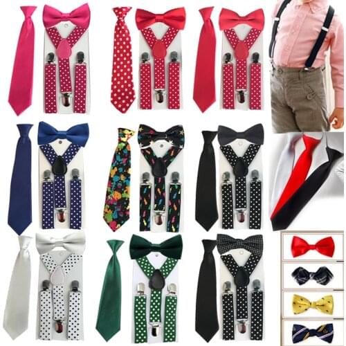 3PCS Baby Suspenders Childrens Boys Bowtie Kid Suspender Set Elastic Adjustable Y-Back Braces Kids Ties Wedding HHtr0005