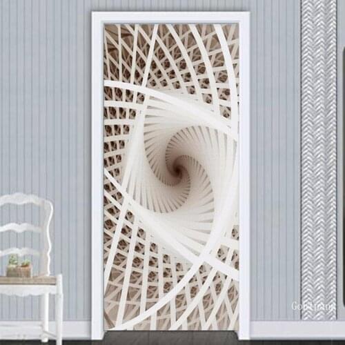 3D Art Modern Creative Line Mural Wallpaper Door Sticker Living Room Study Home Decor Wall Sticker Door Poster 3D Self-Adhesive