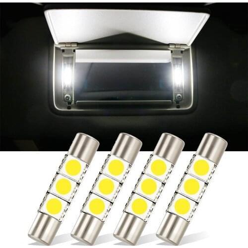4Pcs 29mm 31MM 6614F 6641 6614 F30-WHP TS-14V1CP LED Interior Bulbs Car Sun Visor Vanity Mirror Lights Bulbs