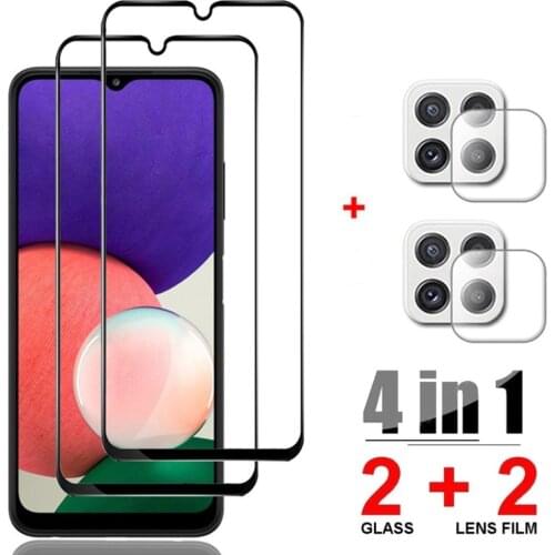 4in1 For Samsung Galaxy A52 A22 A72 A42 A32 A12 Tempered Glass Screen Protector Lens Film For Samsung Galaxy M12 M42 A22 Cover