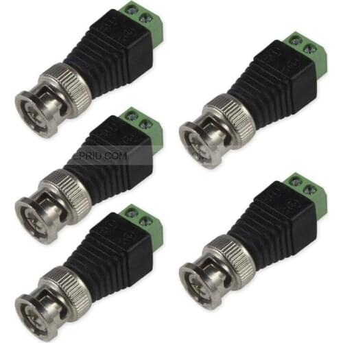 5pcs CAT5 To Camera CCTV Video Balun BNC Male Plug AV Screw Terminal Connector