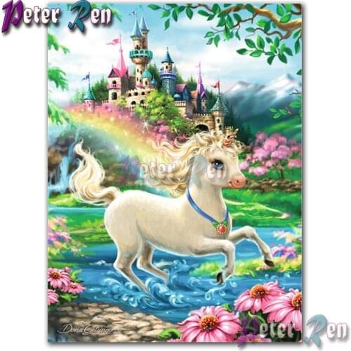5d animal Diamond Painting Embroider Unicorn run castle Square or round Mosaic Cross stitch Rhinestone Childrens birthday gifts