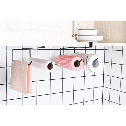 Ambry door nail-free paper towel rack disposable rag hanging rack double row rag preservation film rack no hole hanging