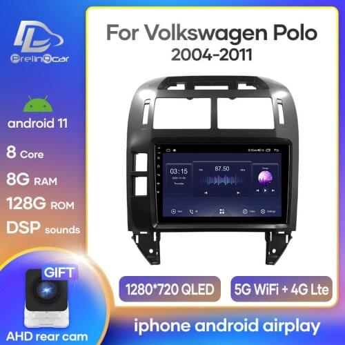 Prelingcar Android 10.0 For Volkswagen POLO 2004-2011 Car Radio Multimedia Video Player GPS Navigation NO DVD 2 Din Octa-Core