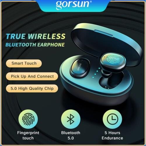 Gorsun V8 TWS BT5.0 Bluetooth Headset Wireless Earbuds In-Ear Fingerprint Touch 3D stereo wireless earphone with dual microphone