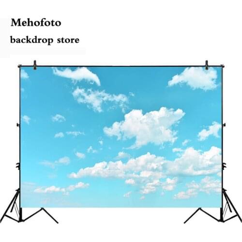 Mehofoto Photography Backdrop Blue Sky White Cloud Backdrops Newborn Baby Photo Background for Family Seamless Vinyl Cloth 816