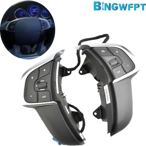 BINGWFPT Cruise Control Button Phone Volume Accessories For Citroen DS4 C4L 2013-2016 Original Steering Wheel Switch Car