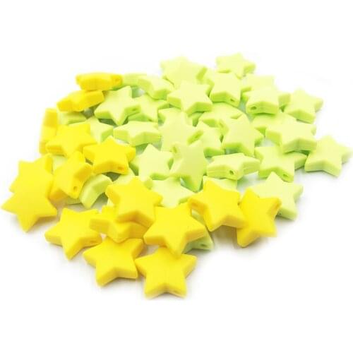 5 Pieces Star Silicone Beads Baby Teether Teething Loose Beads Food Grade Teether Beads Baby DIY Pacifier Chain