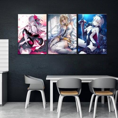 Home Decor Canvas 3 Piece Sexy Anime Fate Grand Order Jeanne D Arc Art Posters and Prints Painting Home Decoration Wall Pictures