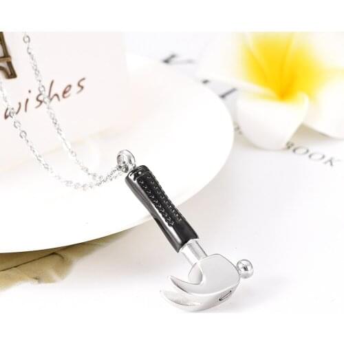 IJD8239 Stainless Steel Hammer CREMATION JEWELRY Pendant Human Keepsake Memorial Necklace Urns For Ashes