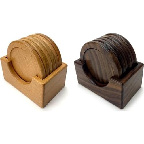 Round Wood Insulated Saucer Mug Coasters Non-Slip Mat Wooden Placemat Tea Coffee Bar Cup Table Pad Drink Coaster Desktop