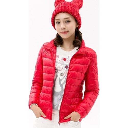 Women Winter 90% White Duck Down Jacket Ultra Light Waterproof Coat Female Brand Solid Color Stand Collar Plus Size Zipper Parka