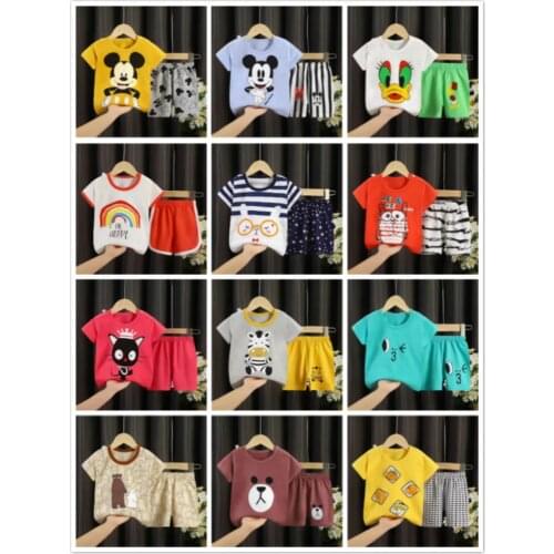 Summer Baby Boy Clothing Set Cartoon Mickey Mouse Girl Short Sleeve T Shirt Top Shorts 2 Pcs Set Kid Clothes Fashion Sport Suit