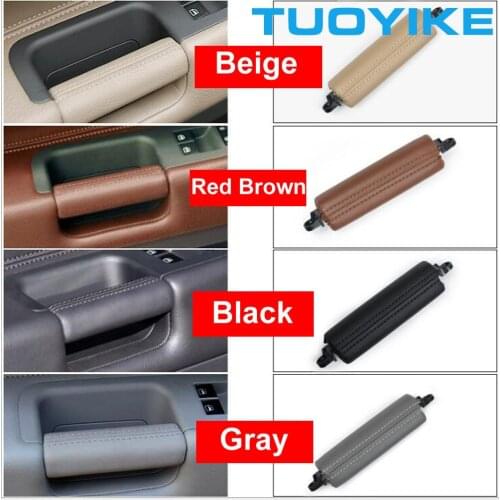 LHD RHD Genuine Leather Driver Side Interior Inner Door Pull Handle Trim Panel Trim Beige Black For Volkswagen Touareg 2003-2010