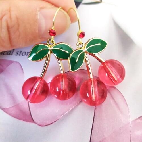 Sweet Style Red Cherry/Peach/Strawberry Lovely Fruits Drop Earrings Girls Fashion Jewelry
