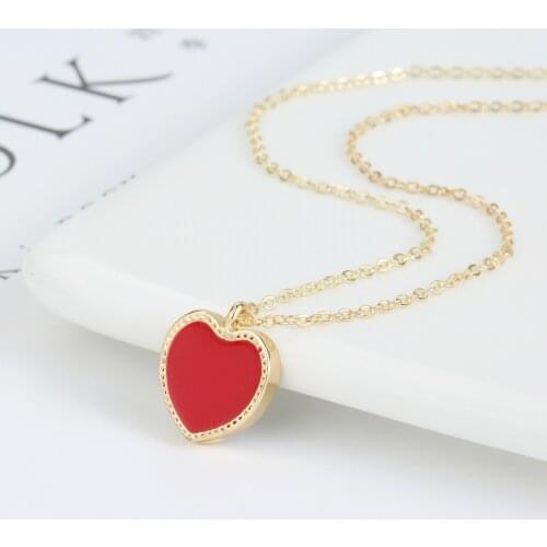 Trendy Cute Elegant Love Star Leaves Clover Gold Chain choker Luck red heart Pendant Necklaces for Women Accessories Jewelry