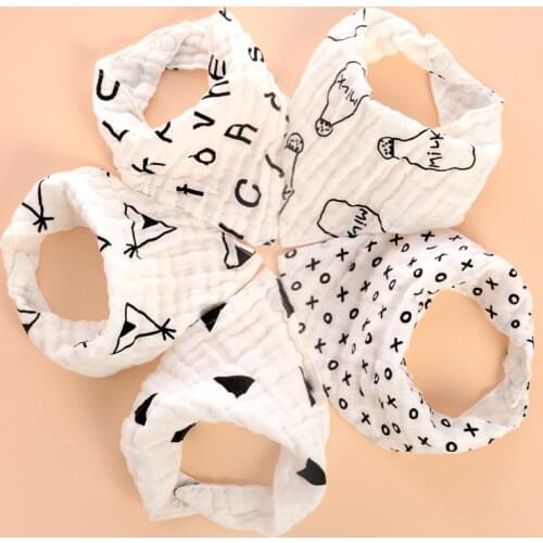 1Pcs 4-layer Muslin Baby Bibs 100% Natural Cotton Soft Infant Smock Burp Cloth Feeding Saliva Towel