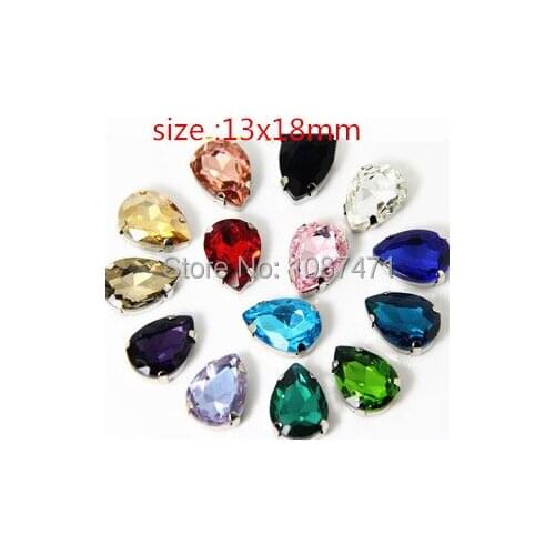 Set of 100pcs 13*18mm sew-on buttons trim Catch rhinestones water drop sewing wedding dress jewelry fitting DIY craft