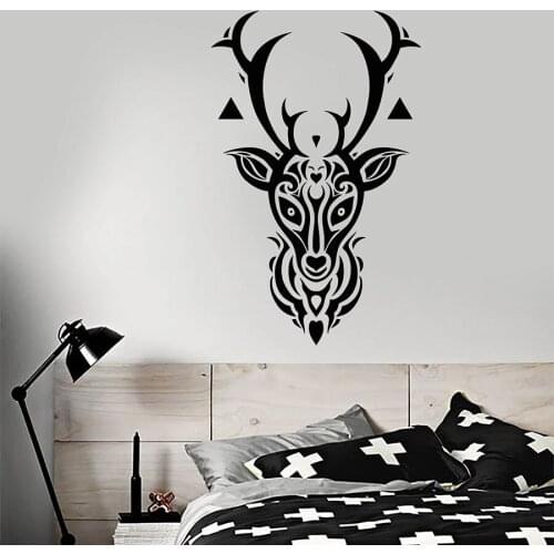 Wall Decal Gothic Style Animal Forest Deer Head Vinyl Window Glass Stickers Bedroom Living Room Studio Art Interior Decor S1404