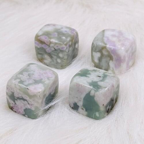 Natural Seaweed Stone Crystal Cube Raw Gemstone Polished For Meditation Chakra Reiki Stone As Gift