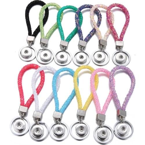 New Trendy Fluorescent color Sequin Shinning snap Keychains fit DIY 18MM snap buttons snap jewelry PJ8019