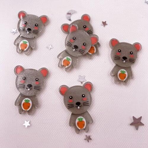 New 10pcs Colorful Lovely Glitter Mouse Plastic Sheet Miniature Pattern Plane Applique DIY Scrapbook Home Decor Craft OJ112