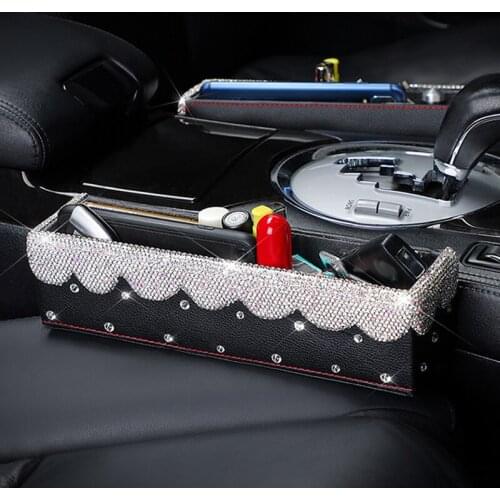 New Design BlingBling Crystal and Diamond Storage Box Bling Car Accessories Interior Car Decor Car Seat Organizer for Girl Woman