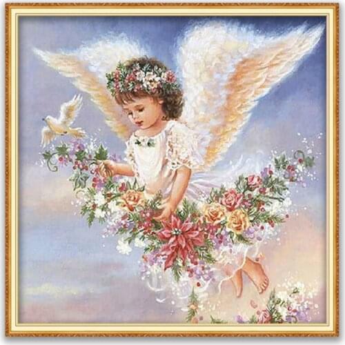 Region Angel DIY Cross Stitch Embroidery 11CT Kits Needlework Craft Set Cotton Thread Printed Canvas Home Decoration Hot Sell