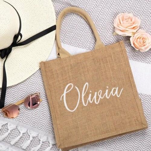 Custom Bridesmaid Bags Bridesmaid Tote Bags Bridesmaid Personalized Gift Bags Bridal Party Burlap Tote Bags Wedding Welcome Bags