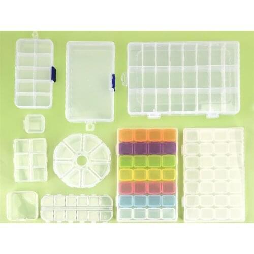 Plastic Storage Jewelry Box Compartment Adjustable Container for Beads earring box for jewelry rectangle Box Case