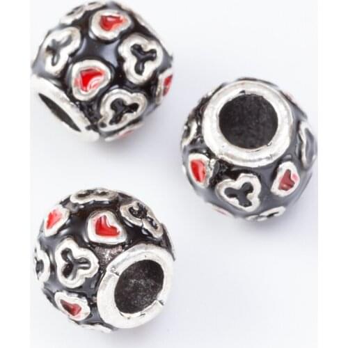 5Pcs/Lot Silver Plated DIY Enamel Bead Charm Fits for Pandora European Jewelry Bracelet js2226