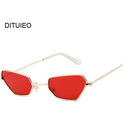 Luxury Small Polygon Mirror Sunglasses Women Brand Designer Lady Cat Eye Sun Glasses Female Street Beat Oculos De Sol Gafas