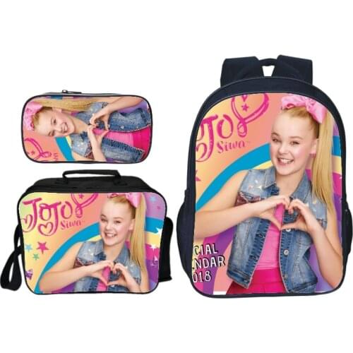 Jojo Siwa School Bag Students Boys Girls School Bag Surprise Gift Schoolbag Fashion 3Pcs/Sets Backpack for Teen Men Women