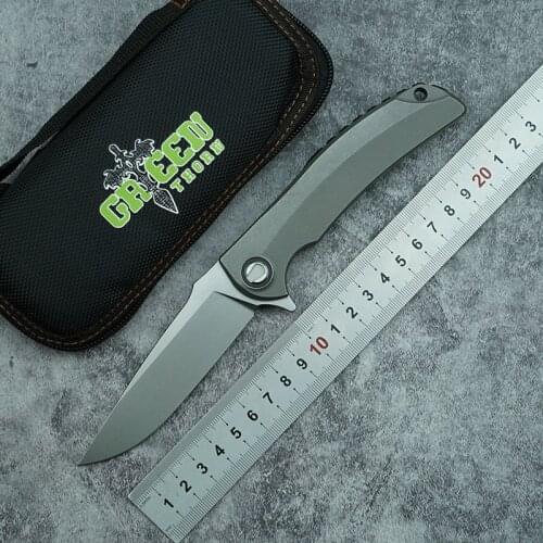 Green Thorn Overkill D2 Steel Titanium Alloy Handle Folding Knife Outdoor Camping Survival Kitchen Fruit Knife EDC Utility Knife