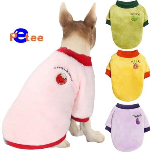 Warm Dog Clothes Cute Fruit Printing Warm Fleece Pullover Dogs Sweater Double-faced Fleece Pets Clothing For Small Medium Dogs