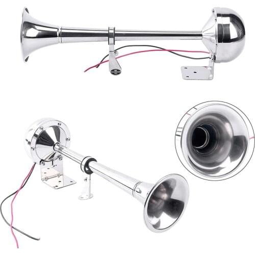 12V Polished Stainless Steel Single Trumpet Horn Low Tone for Marine Boat Truck Lorry Caravan RV New